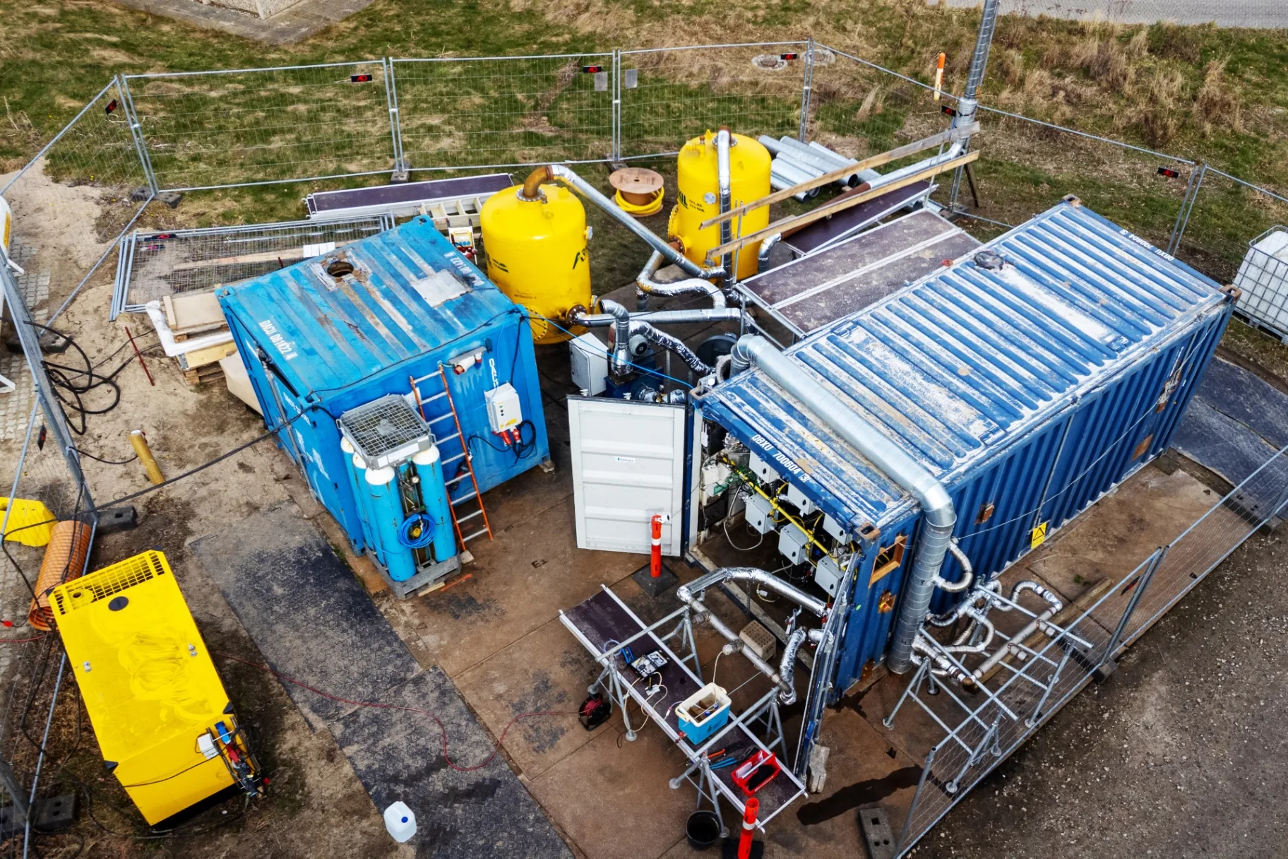 Containeranlæg på PFAS-testcentret i Korsør set fra luften